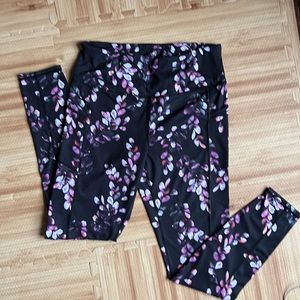 Gaiam Yoga Pants- Black with floral design